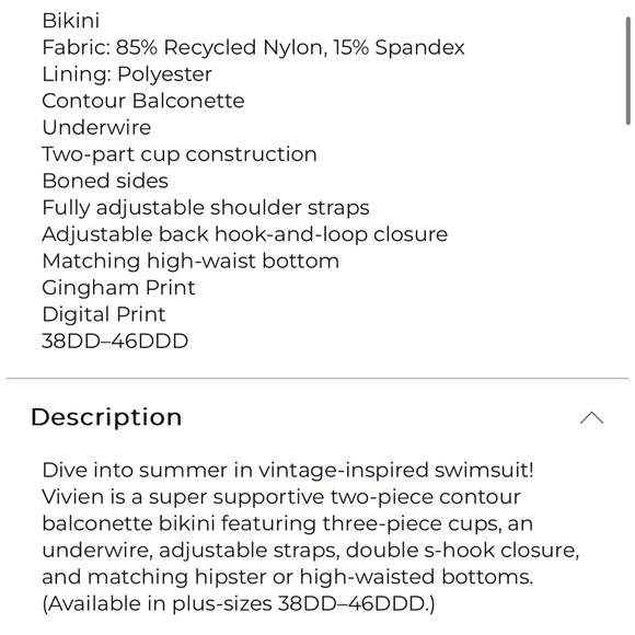 NWT Adore Me Vivien Contour black white gingham bikini 38D top & large bottom - Picture 4 of 16